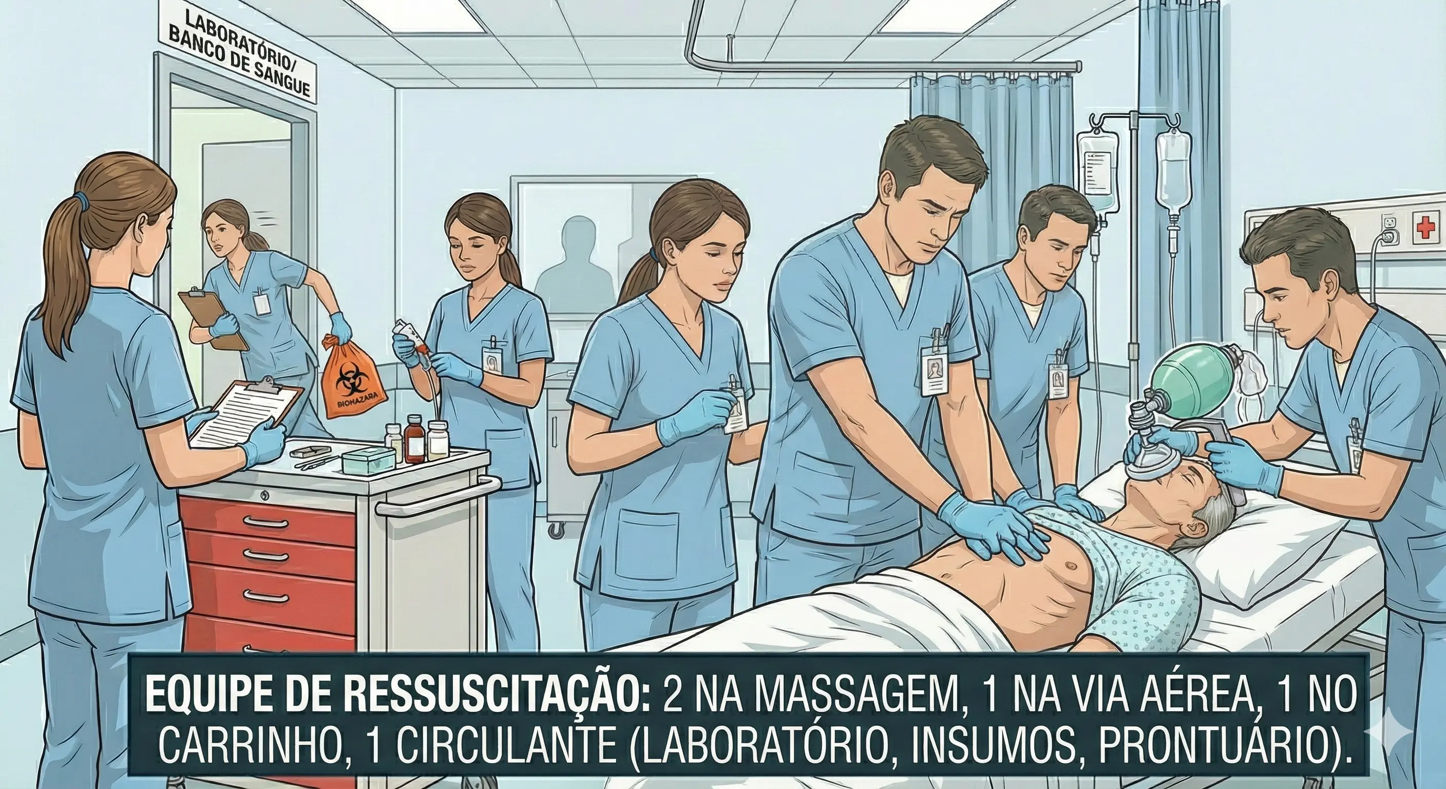O Enfermeiro Em Hipotese Alguma Deve Sair Do Ambiente Onde Está Acontecendo A PCR, Se Precisar De Algo Fora Do Ambiente Ele Pede, Se 